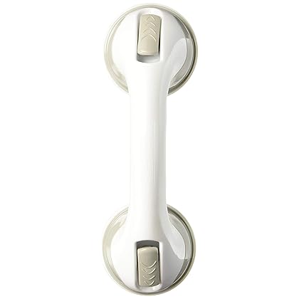 Safe-er-Grip Safe-er-Grip Changing Lifestyles Suction Cup Grab Bars for Bathtubs & Showers; Safety Bathroom Assist Handle, White & Grey, 12 inches