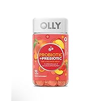 Probiotic + Prebiotic Gummy, Digestive Support and Gut Health, 500 Million CFUs, Fiber, Adult Chewable Supplement for Men and Women, Peach, 70ct