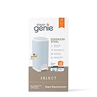 Diaper Genie Select Pail (Blue) is Made of Durable Stainless Steel and Includes 1 Starter Square Refill That can Hold up to 165 Newborn-Sized Diapers.