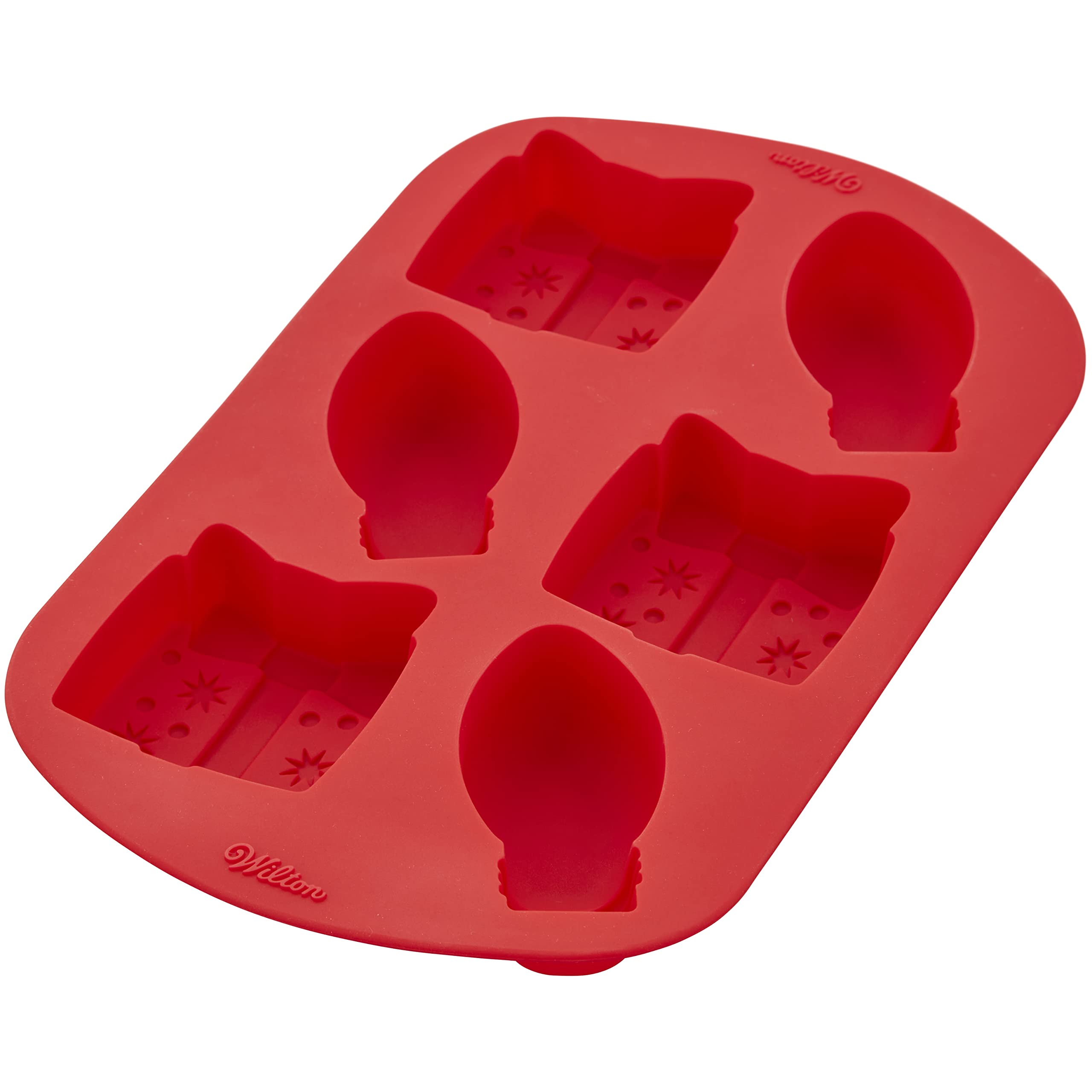 Wilton Christmas Present and Lightbulb Silicone Baking and Candy Mold, 6-Cavity