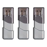PNY 64GB Turbo Attaché 3 USB 3.0 Flash Drive 3-Pack,Grey