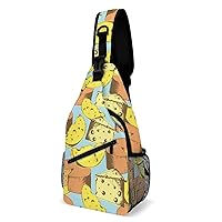 Vintage Cheese Pattern Crossbody Sling Backpack Multipurpose Chest Bag Casual Shoulder Bag Travel Hiking Daypack