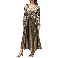 Women's Slim Fit Long Sleeve Solid Color Glossy Surface Evening Dress Party Party Elegant Sexy Dress All Cocktail