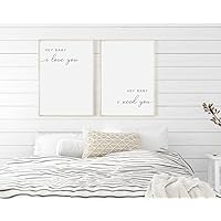 DOLUDO Set Of 2 Prints Hey Baby I Love You Hey Baby I Need You Sign Poster Wall Art Song Lyrics Canvas Painting For Bedroom Over The Bed Wall Decor Unframed