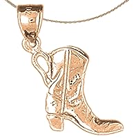 3-D Cowboy Boot Necklace | 14K Rose Gold 3D Cowboy Boot Pendant with 18