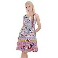 CowCow Womens Colorful Pattern Colourful Cartoon Horses Knee Length Skater Dress with Pockets, XS-5XL
