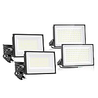 Onforu 4Pack 100W LED Flood Light Outdoor, 8900LM Super Bright Outdoor Security Lights, IP66 Waterproof Flood Lights Outdoor, 6500K Daylight White Floodlight for Yard Garden Playground Basketball