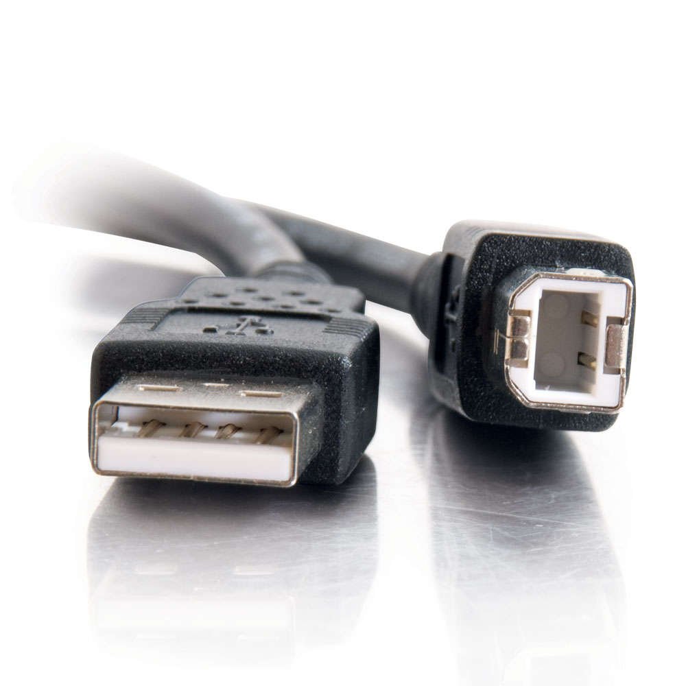 C2G USB Cable, USB 2.0 Cable, USB A to B Cable, 3.28 Feet (1 Meter), Black, Cables to Go 28101