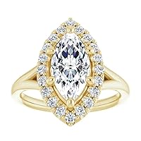 2 CT Marquise Cut Moissanite Engagement Rings for Women Wedding Bridal Ring Set 925 10K 14K 18K Solid Yellow Gold Solitaire Halo Eternity Vintage Anniversary Promise Purpose Gift for Her