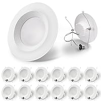 E ENERGETIC LIGHTING LED Recessed Downlight 6 Inch, 12.5W=100W, Daylight 5000K, 950LM, Retrofit LED Recessed Ceiling Light, Dimmable Trim Can Lights, Baffle Trim, Damp Rated, ETL, 12 Pack
