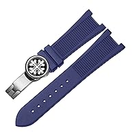 for PP Patek Philippe Silicone Watch Belt 5711 5712g Nautilus Watch Strap Special Interface 25mm*13mm Watchband (Color : Blue-Silver-B, Size : 25-13mm)