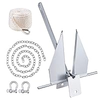 VEVOR Boat Anchor Kit 8.5 lb / 13lbs Fluke Style Anchor, Hot Dipped Galvanized Steel Fluke Anchor, Marine Anchor with Anchor, Rope, Shackles, Chain for Boat Mooring on The Beach