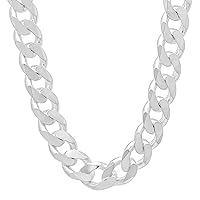 1mm-16mm Solid .925 Sterling Silver Italian Flat Cuban Link Curb Chain Necklace or Bracelet