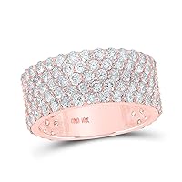 The Diamond Deal 10kt Rose Gold Mens Round Diamond Pave 5-Row Band Ring 5-3/8 Cttw