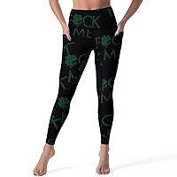 Fuck Me Clover Casual Yoga Pants with Pockets High Waist Lounge Workout Leggings for Women