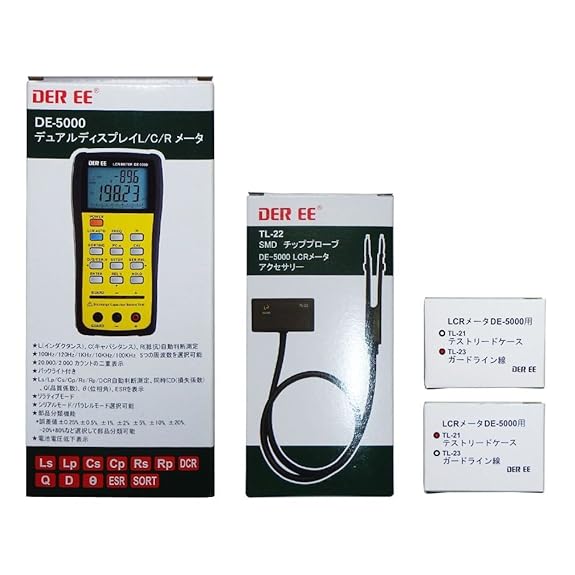 DER EE DE-5000 Handheld LCR Meter with Accessories TL-21 and TL-22 