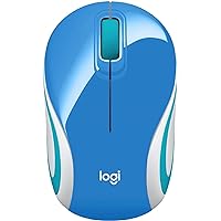 Wireless Mini Mouse M187, Pocket Sized Portable Mouse for Laptops Blue (Renewed)