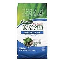 Scotts Turf Builder Grass Seed Sun & Shade Mix with Fertilizer and Soil Improver, Thrives in Many Conditions, 5.6 lbs.