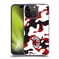 Officially Licensed AC Milan Camouflage Crest Patterns Hard Back Case Compatible with Apple iPhone 15 Pro