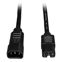Tripp Lite 3ft Heavy Duty Computer Power Extension Cord 15A, 14 AWG, C14 to C15, Black 3'(P018-003)