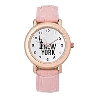 New York Statue of Liberty Classic Watches for Women Funny Graphic Pink Girls Watch Easy to Read