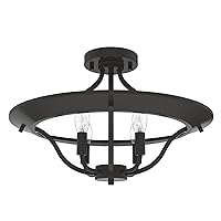 Hunter - Perch Point 4-light Noble Bronze, Extra Large Flush Mount Light, Dimmable, Casual Style, Empire Shaped, for Bedrooms, Kitchens, Dining, Living Rooms - 19422