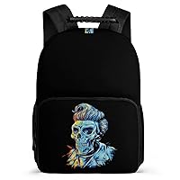 Rock N Roll Skull 16 Inches Travel Backpacks Funny Shoulder Bag Lightweight Daypack