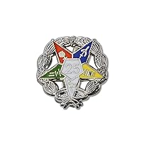 Order of The Eastern Star 25 Year Masonic Lapel Pin - [Silver & White][3/4'' Diameter]
