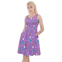 CowCow Womens Knee Length Dress Meeseeks Destroy Mooncake Space Mrs Frizzle Space Skater Dress with Pockets, XS-5XL