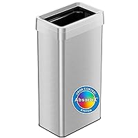 21 Gallon Open Top Recycling Bin and Kitchen Trash Can, Rectangular Commercial Grade Stainless Steel, 80 Liter Trashcan for Home Office Work Bedroom Living Room Garage Extra-Large Capacity
