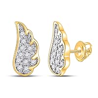 10K Yellow Gold Diamond Wing Angel Earrings 1/20 Ctw.