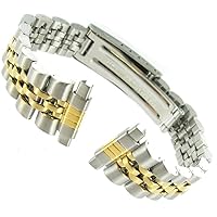 12-15mm Kreisler Rolex Type Center Clasp Silver and Gold Tone Metal Ladies Watch Band
