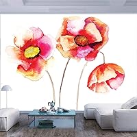 77x55 inches Wall Mural,Watercolors Vibrant Poppies Graphic Peace and Death Symbol Flower Sedative Plant Print Peel and Stick Self-Adhesive Wallpaper Removable Large Wall Sticker Wall Decor for Home O
