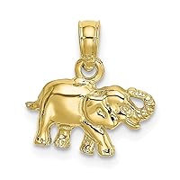 10k Gold Small Elephant Pendant Necklace High Polish / 2 d Measures 11.8x13.09mm Wide Jewelry for Women