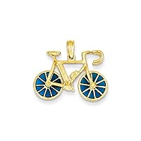 Charms Collection 14K 3-D Blue Enameled Moveable Bicycle Pendant K4143
