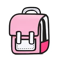 Girls Boys Jump Style 3D Backpack 16Inch 2D Drawing Anime Comic Cartoon Backpack Daypack Large (Yellow) (Pink)
