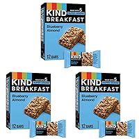 KIND Breakfast, Healthy Snack Bar, Blueberry Almond, Gluten Free Breakfast Bars, 100% Whole Grains, 1.76 OZ Packs (6 Count) (Pack of 3)