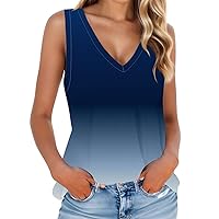 Womens Tank Tops Summer Vest Vacation Sleeveless V Neck Camisole Sexy Casual Tops Tie Dye Print Athletic Fit Shirts