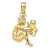 Saris and Things 14k Yellow Gold Mother holding child Charm Pendant