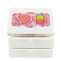 30pcs 7x4.5x1.5 Inch Cookie Boxes White Bakery Boxes with Window Treat Boxes Gift Boxes for Chocolate Covered Strawberries, Macarons, Desserts, Candies, Baby Shower and Wedding (7 Inch)
