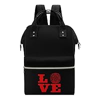 Love Firefighter Waterproof Mommy Bag Diaper Bag Backpack Multifunction Large Capacity Travel Bag