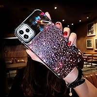 Bonitec Case for iPhone 13 Pro Mirror Case Glitter for Women Girly Bling Sparkle Luxury Gradient Glitter Rhinestone Shockproof Protective Cover Phone Case for iPhone 13 Pro 6.1 inches, Pink