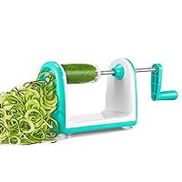 CHUNCIN - Vegetable Spiralizer Slicer, with 5 Ultra Sharp Blades, Spiral Slicer, Spaghetti Maker, with Food Container for Zucchini Noodles, Pasta,Blue
