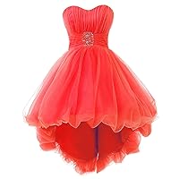 Strapless High Low Organza Long A Line Corset Prom Evening Dress Quinceanera Gown