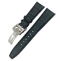 Cowhide Watchband for IWC Portuguese Portofino Pilot Genuine Leather 20mm 21mm 22mm Watch Strap Spherical Buckle (Color : Blue, Size : 21mm)