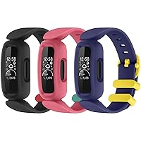 3 Pack Ace 3 Bands Compatible with Fitbit Ace 3 Straps for Kids Boys Girls, Soft Skin-Friendly Breathable Colorful Ace 3 Bands for Kids Watch Band Wrist Strap Bracelet Accessories for Fitbit Ace 3
