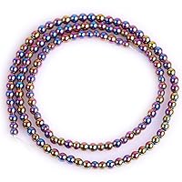 GEM-insid 3mm Multicolor Nonmagnetic Hematite Gemstone Loose Beads Round Energy Stone Power Beads for Jewelry Making 15