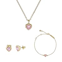 Ted Baker London Crystal Heart Bundle, Han Crystal Earrings, Hannela Crystal Necklace, Hansa Crystal Bracelet (Gold Tone/Light Rose Crystal)