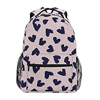 ALAZA Pink Navy Heart Shaped Junior High School Bookbag Daypack Laptop Outdoor Backpack