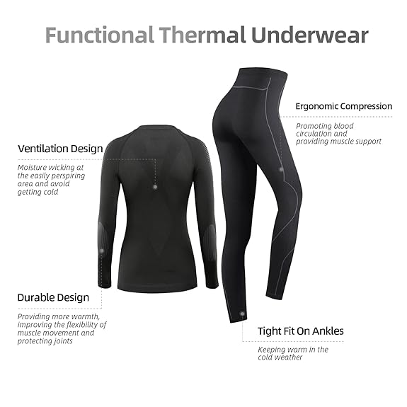  NOOYME Thermal Underwear for Women Base Layer Women